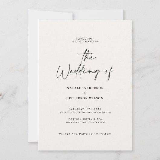 Moderne, einfache Schwarz-Weiß-Hochzeit Save The Date (Vorderseite)