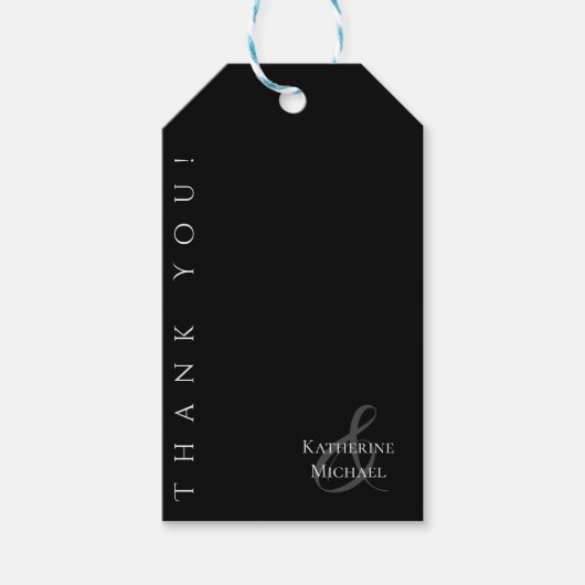 Moderne einfache Schwarz-Weiß-Hochzeit Vielen Dank Geschenkanhänger (Vorderseite)