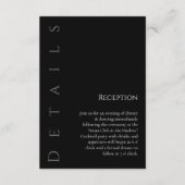 Moderne, einfache Schwarz-Weiß-Hochzeitsdetails: Begleitkarte (Vorderseite)