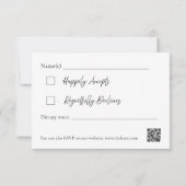 Moderne einfache Schwarz-Weiß-Hochzeitskarte (Rückseite)