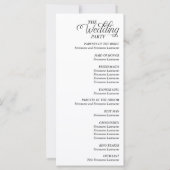 Moderne einfache Schwarz-Weiß-Hochzeitsprogramme (Rückseite)