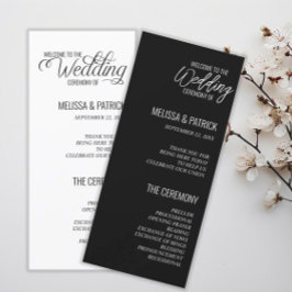 Moderne einfache Schwarz-Weiß-Hochzeitsprogramme