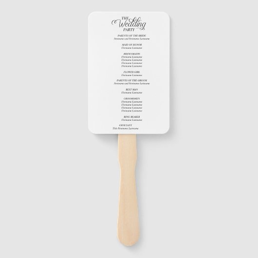 Moderne einfache Schwarz-Weiß-Hochzeitsprogramme Fächer (Rückseite)