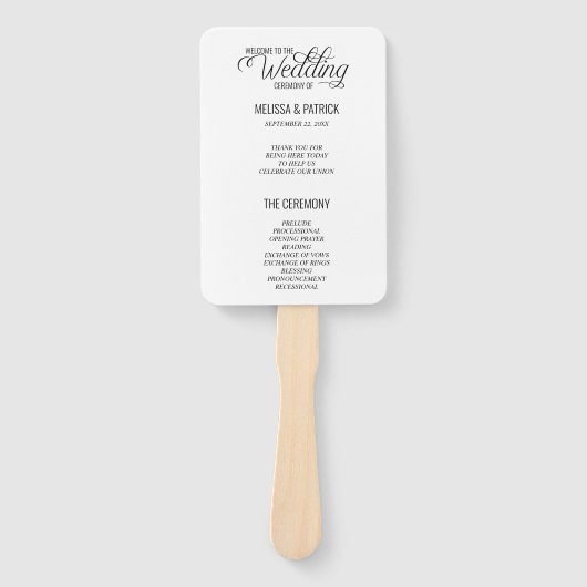 Moderne einfache Schwarz-Weiß-Hochzeitsprogramme Fächer (Vorderseite)