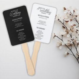 Moderne einfache Schwarz-Weiß-Hochzeitsprogramme Fächer