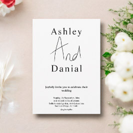 Moderne, einfache Schwarz-Weiß-Kalligrafie-Hochzei Einladung