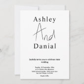 Moderne, einfache Schwarz-Weiß-Kalligrafie-Hochzei Einladung (Vorderseite)