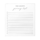 Moderne, einfache Schwarz-Weiß-Lebensmittelgeschäf Notizblock (Vorderseite)