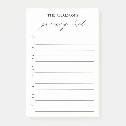 Moderne, einfache Schwarz-Weiß-Lebensmittelgeschäf Post-it Klebezettel (Vorderseite)