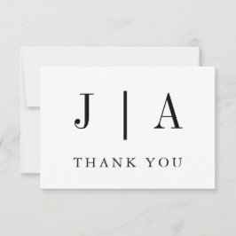 Moderne einfache Schwarz-Weiß-Monogramm-Bezeichnun Dankeskarte