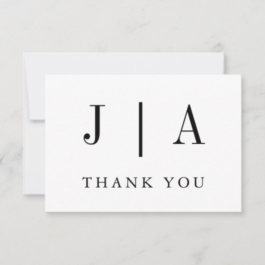 Moderne einfache Schwarz-Weiß-Monogramm-Bezeichnun Dankeskarte (Vorderseite)