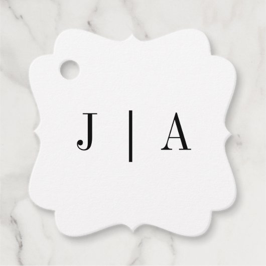 Moderne einfache Schwarz-Weiß-Monogramm-Bezeichnun Geschenkanhänger (Vorderseite)