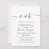 Moderne einfache Schwarz-Weiß-Monogramm-Hochzeit Einladung (Vorderseite)