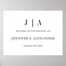 Moderne einfache Schwarz-Weiß-Monogramm-Hochzeit