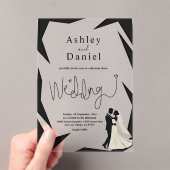 Moderne, einfache Schwarz-Weiß-Pastellfarben-Hochz Acryleinladungen (Insitu (Handheld))