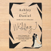 Moderne, einfache Schwarz-Weiß-Pastellfarben-Hochz Acryleinladungen (Vorderseite)