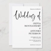 Moderne einfache Schwarz-Weiß-QR-Hochzeit Einladung (Vorderseite)