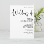 Moderne einfache Schwarz-Weiß-QR-Hochzeit Einladung (Stehend Vorderseite)