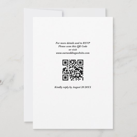 Moderne einfache Schwarz-Weiß-QR-Hochzeit Einladung (Rückseite)