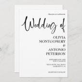 Moderne einfache Schwarz-Weiß-QR-Hochzeit Einladung (Vorne/Hinten)