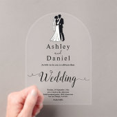 Moderne, einfache Schwarz-Weiß-Romantik-Hochzeit Acryleinladungen (Insitu (Handheld))