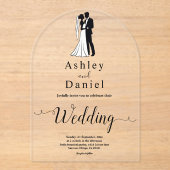 Moderne, einfache Schwarz-Weiß-Romantik-Hochzeit Acryleinladungen (Vorderseite)