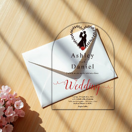 Moderne, einfache Schwarz-Weiß-Romantik-Hochzeit Acryleinladungen