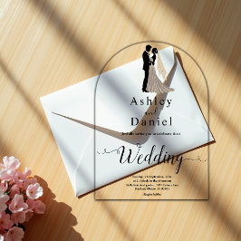 Moderne, einfache Schwarz-Weiß-Romantik-Hochzeit Acryleinladungen