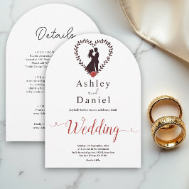 Moderne, einfache Schwarz-Weiß-Romantik-Hochzeit Einladung