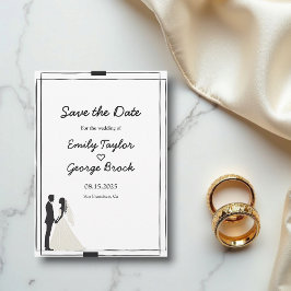 Moderne, einfache Schwarz-Weiß-Romantik-Hochzeit Save The Date