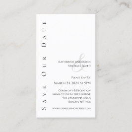 Moderne, einfache Schwarz-Weiß-Save the Date Visitenkarte
