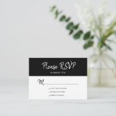 Moderne, einfache Schwarz-Weiß-Skript Hochzeit RSV Begleitkarte (Stehend Vorderseite)