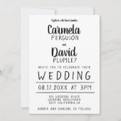 Moderne, einfache Schwarz-Weiß-Typografie Hochzeit Einladung (Vorderseite)