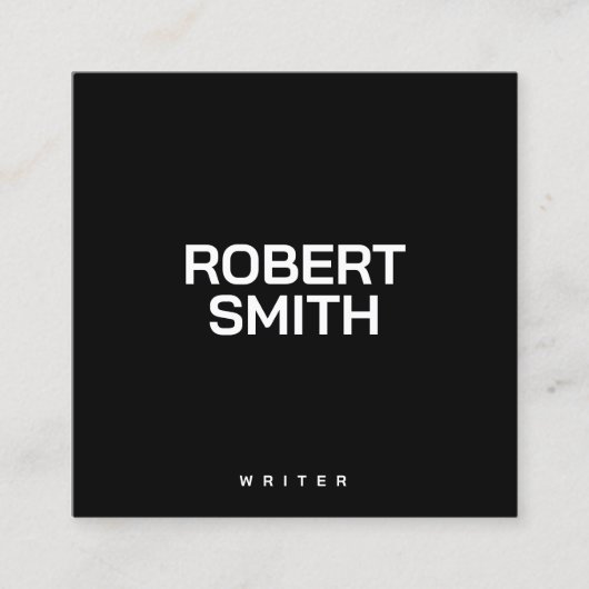 Moderne, einfache Schwarz-Weiß-Visitenkarte Quadratische Visitenkarte (Vorderseite)