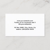 Moderne, einfache Schwarz-Weiß-Visitenkarte Visitenkarte (Rückseite)