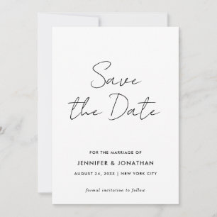 Moderne einfache Schwarz-Weiß-Vorlage Skript Save The Date