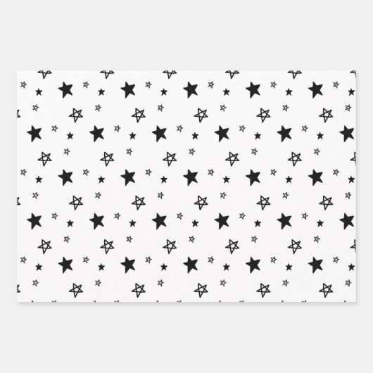 Moderne, einfache Schwarz-Weiß-Weihnachten Geschenkpapier Set (Vorderseite 3)