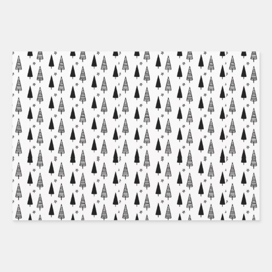 Moderne, einfache Schwarz-Weiß-Weihnachten Geschenkpapier Set (Vorderseite)