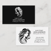 Moderne, einfache Schwarz-weiße Friseurin Visitenkarte (Vorne/Hinten)