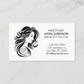 Moderne, einfache Schwarz-weiße Friseurin Visitenkarte (Rückseite)