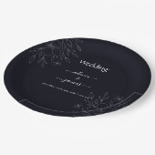 Moderne, einfache schwarz-weiße, minimalistische,  pappteller (Schrägansicht)