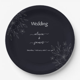 Moderne, einfache schwarz-weiße, minimalistische, pappteller