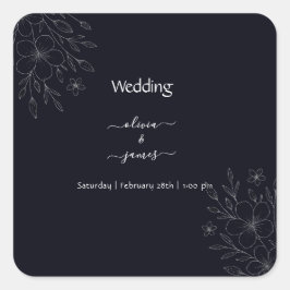 Moderne, einfache schwarz-weiße, minimalistische, quadratischer aufkleber