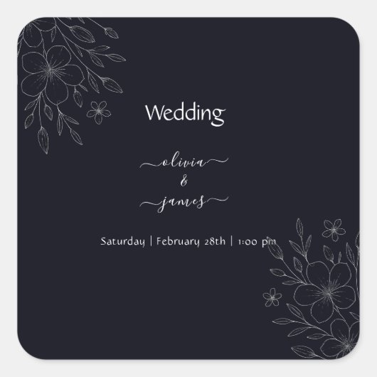 Moderne, einfache schwarz-weiße, minimalistische, quadratischer aufkleber (Vorderseite)