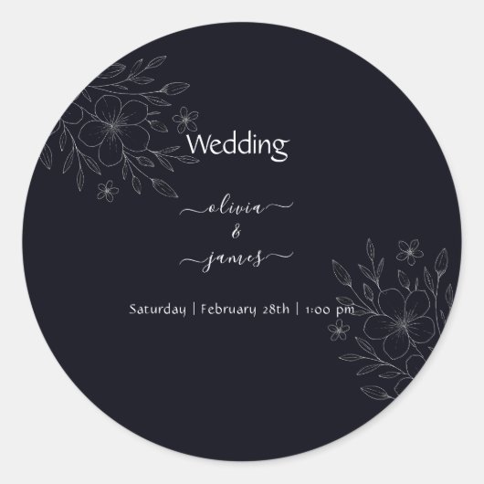 Moderne, einfache schwarz-weiße, minimalistische,  runder aufkleber (Vorderseite)