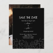 Moderne, einfache schwarz-weiße, minimalistische, save the date (Vorne/Hinten)