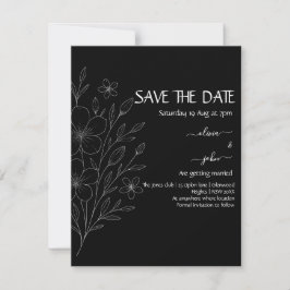 Moderne, einfache schwarz-weiße, minimalistische, save the date