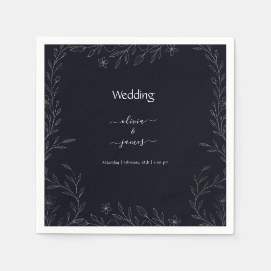 Moderne, einfache schwarz-weiße, minimalistische,  serviette (Vorderseite)