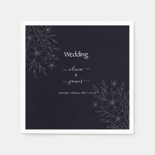 Moderne, einfache schwarz-weiße, minimalistische, serviette (Vorderseite)