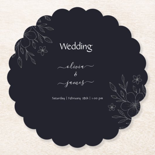 Moderne, einfache schwarz-weiße, minimalistische,  untersetzer (Vorderseite)